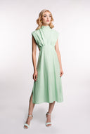 Rochie midi cu decupaje si guler inalt
