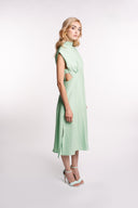 Rochie midi cu decupaje si guler inalt