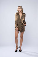 Costum sacou lejer din in peliculizat cu pantaloni scurti Dark Gold