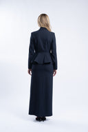 Sacou cu esarfe si talie structurata Navy Stripe