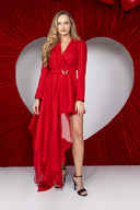 Rochie sacou scurta cu fronseu din matase