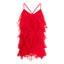 Rochie Lucky Red scurtă din mătase cu volane