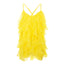 Rochie Lucky Yellow scurtă din mătase cu volane