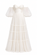 Rochie diafana cu volum spectaculos