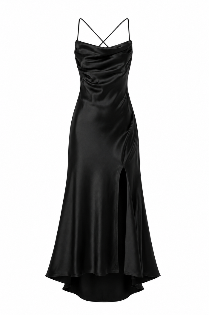 Rochie cu slit si bretele subtiri