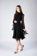 Rochie midi din voal de matase cu esarfe Black