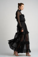 Rochie lunga din matase Black romance