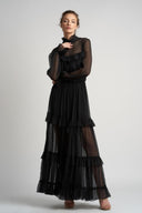 Rochie lunga din matase Black romance