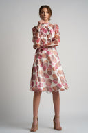 Rochie midi din voal de matase cu esarfe