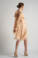 Rochie midi din voal de matase cu esarfe