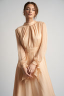 Rochie midi din voal de matase cu esarfe