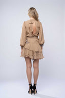 Rochie mini din voal de matase cu aplicatii fluture