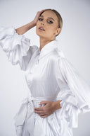 Rochie mini peliculizata cu fusta asimetrica