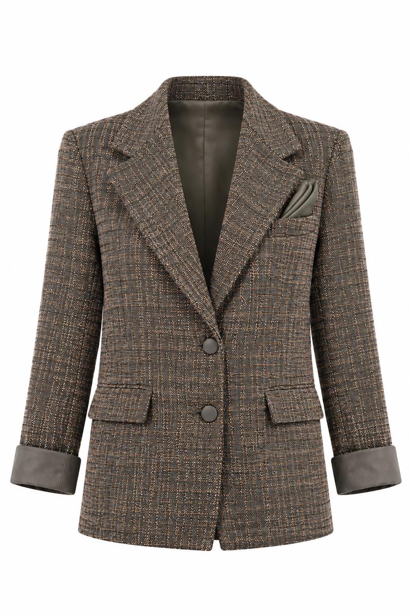Sacou din tweed Kaki