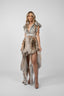 Rochie scurta cu imprimeu exotic si esarfe