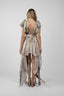 Rochie scurta cu imprimeu exotic si esarfe