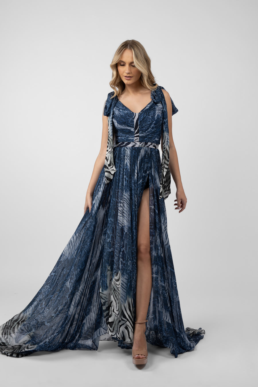 Rochie lunga cu imprimeu