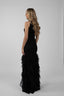 Rochie lunga neagra cu volane vaporoase