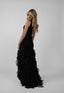 Rochie lunga neagra cu volane vaporoase