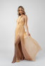 Rochie lunga cu bust impletit si slit lateral