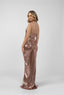 Rochie lunga sirena cu fronseuri si slit frontal