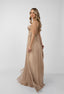 Rochie lunga din tulle de matase cu bretele fine
