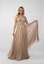 Rochie lunga din tulle de matase cu bretele fine