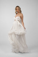 Long silk veil dress with butterfly bust