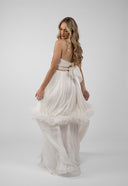 Long silk veil dress with butterfly bust
