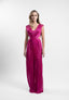 Rochie lunga din tulle matase peliculizat fucsia