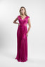 Rochie lunga din tulle matase peliculizat fucsia