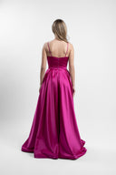 Long dress with lapels and wrap skirt