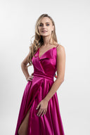 Long dress with lapels and wrap skirt