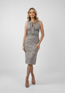 Rochie midi din tweed cu guler inalt