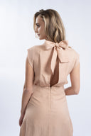 Rochie midi cu decupaje si guler inalt