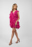 Rochie scurta cu volane si spate decupat Fuchsia