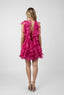 Rochie scurta cu volane si spate decupat Fuchsia