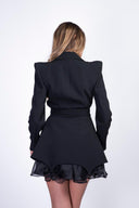 Rochie sacou cu volan din matase si semi-portjartier