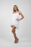 Rochie Lucky scurta din matase cu volane ample