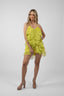 Rochie Lucky scurta din matase cu volane ample