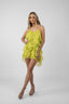 Rochie Lucky scurta din matase cu volane ample