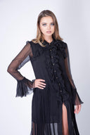 Rochie midi vaporoasa din matase Black