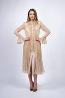 Rochie midi vaporoasa din matase Nude