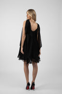 Rochie mini din matase cu esarfe Black