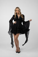 Rochie cu volane si maneci fluide Black