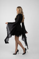 Rochie cu volane si maneci fluide Black