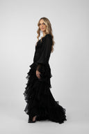 Rochie lunga din matase cu decolteu adanc