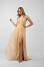 Rochie lunga cu bust impletit si slit lateral