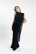 Long dress with asymmetrical drape