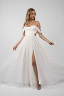 Rochie lunga cu esarfe si swarovski  detasabile